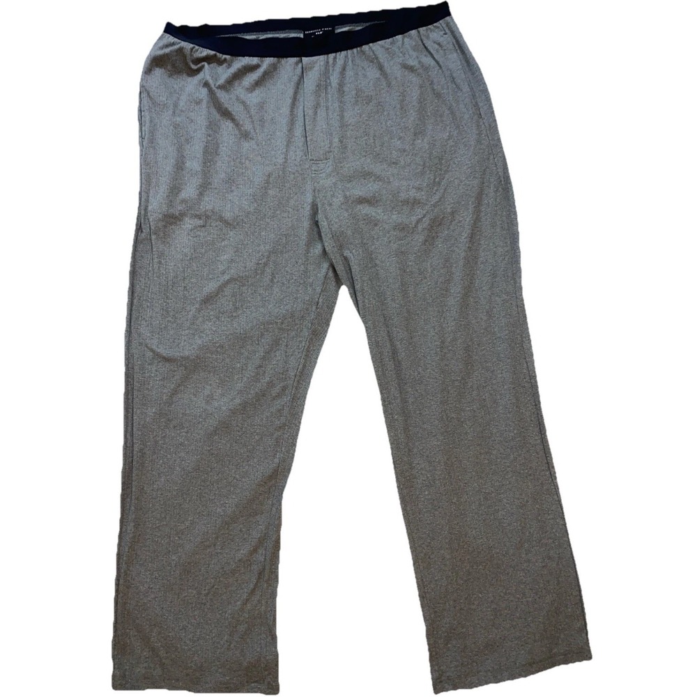 Mens Tall Lounge Pants Shaquielle O'Neal 2XL Gray Ribbed Pockets Straight Leg